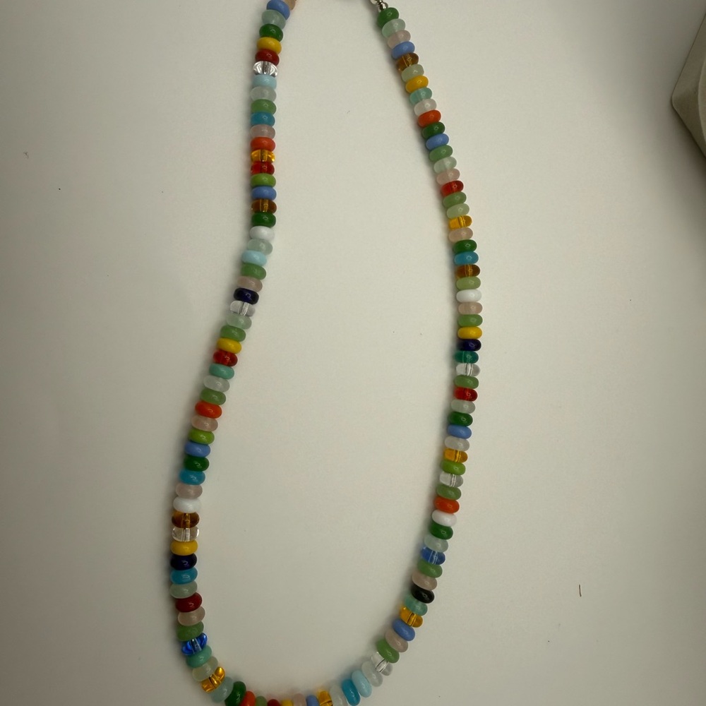 NEW Artisan Made Colorful 4mm Glass Bead Necklace 16" - Picture 3 of 4